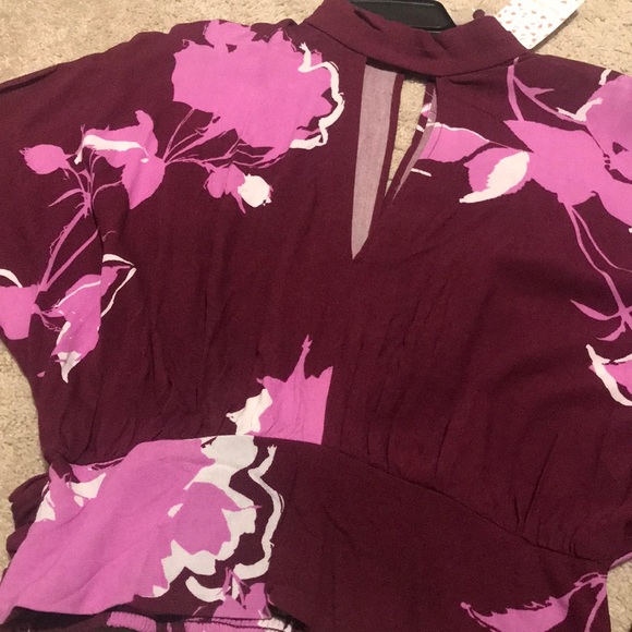 Free People Say You Luv Me Floral Blouse - Plum - Picture 5 of 7
